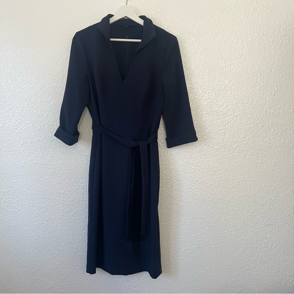 Black Halo Madeline sheath  3/4 sleeves Navy Blue dress 8 - Picture 4 of 11